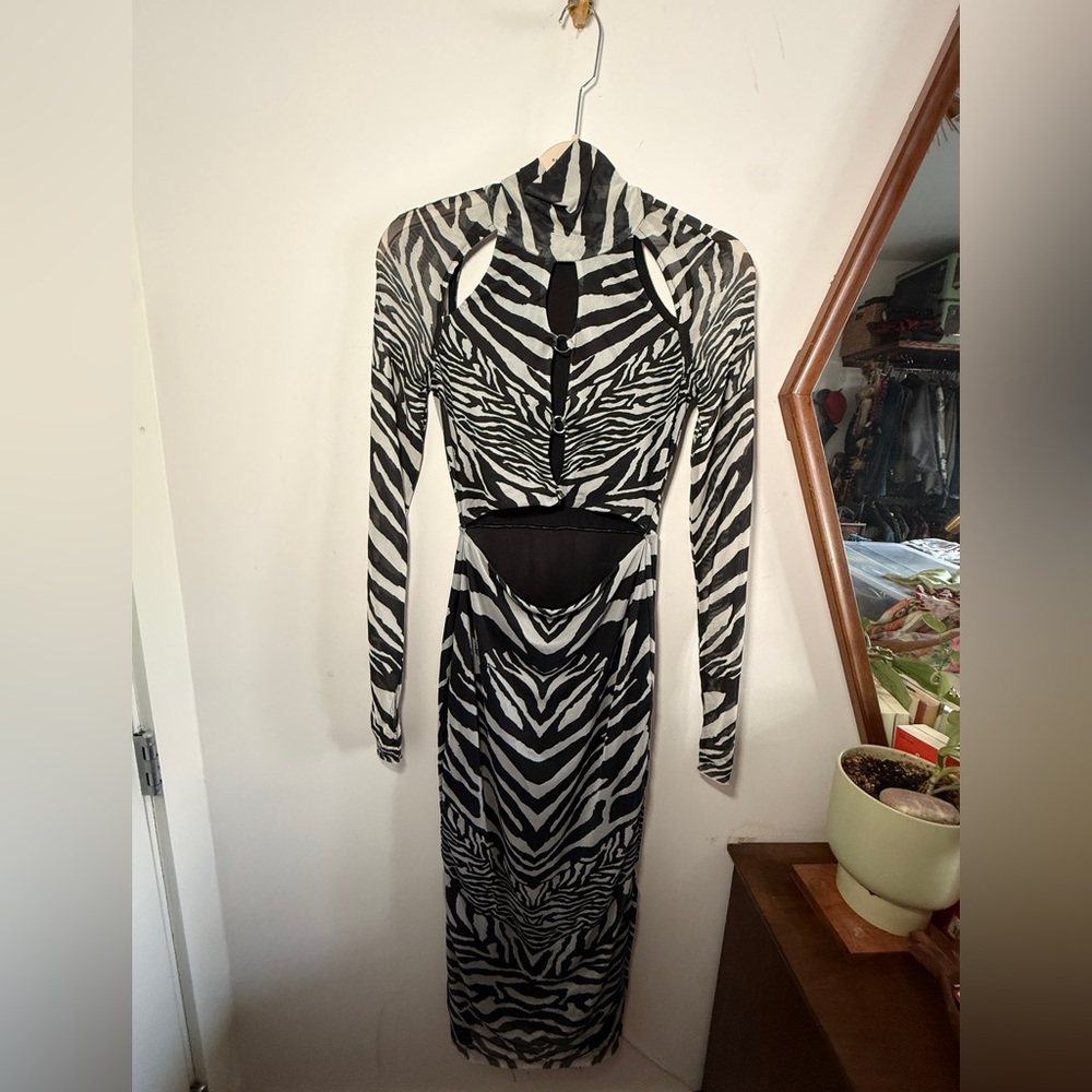 AFRM Zebra Print Long Sleeve Dress